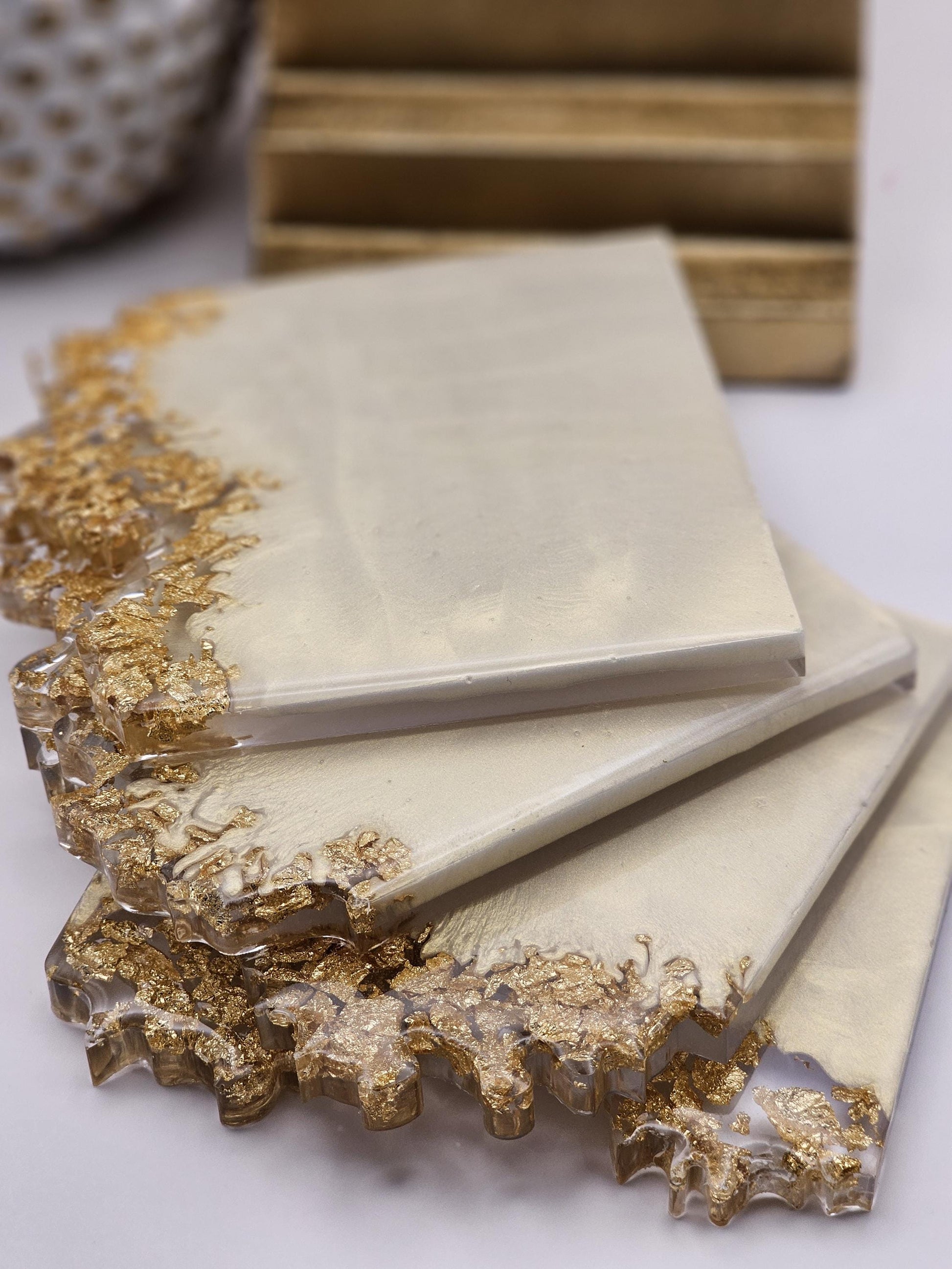 4 piece geode resin coaster