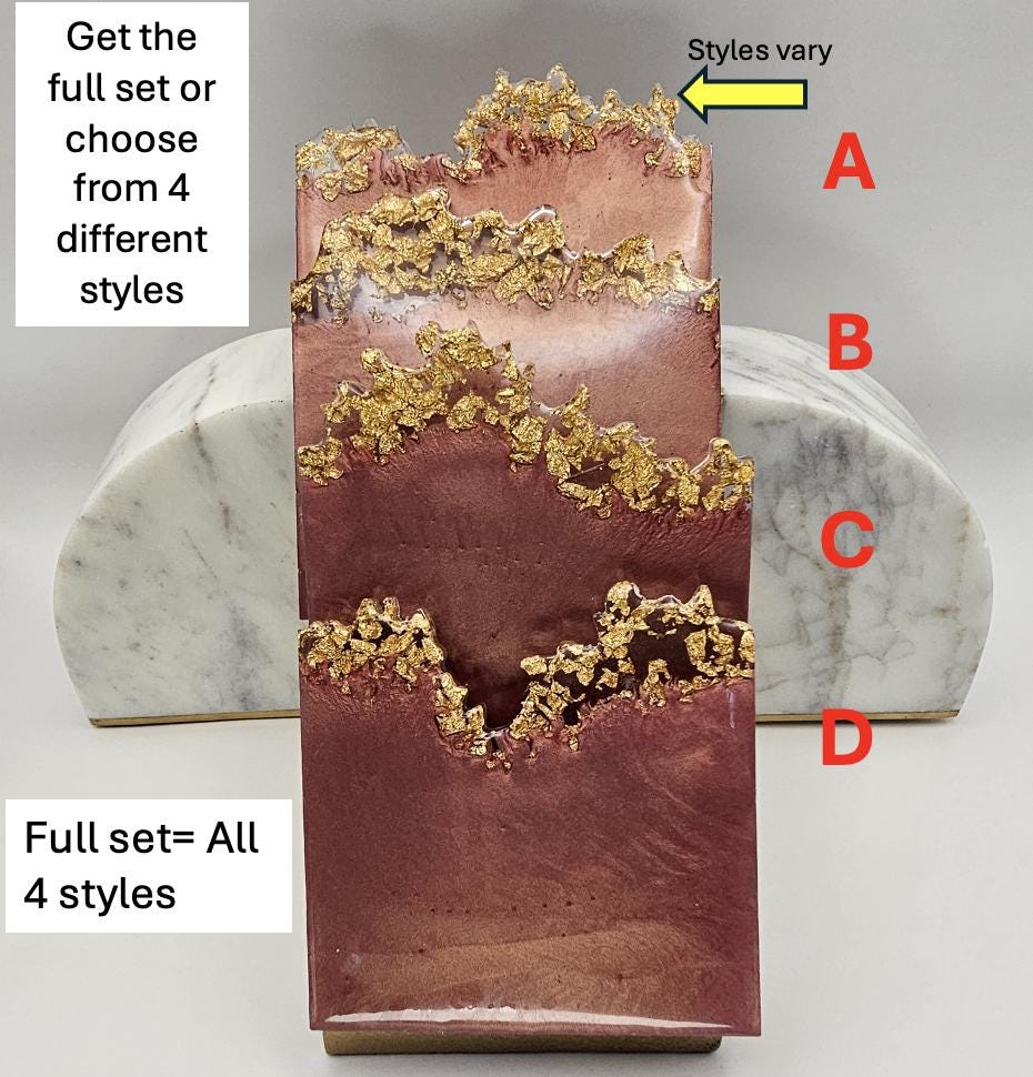 4 piece geode resin coaster