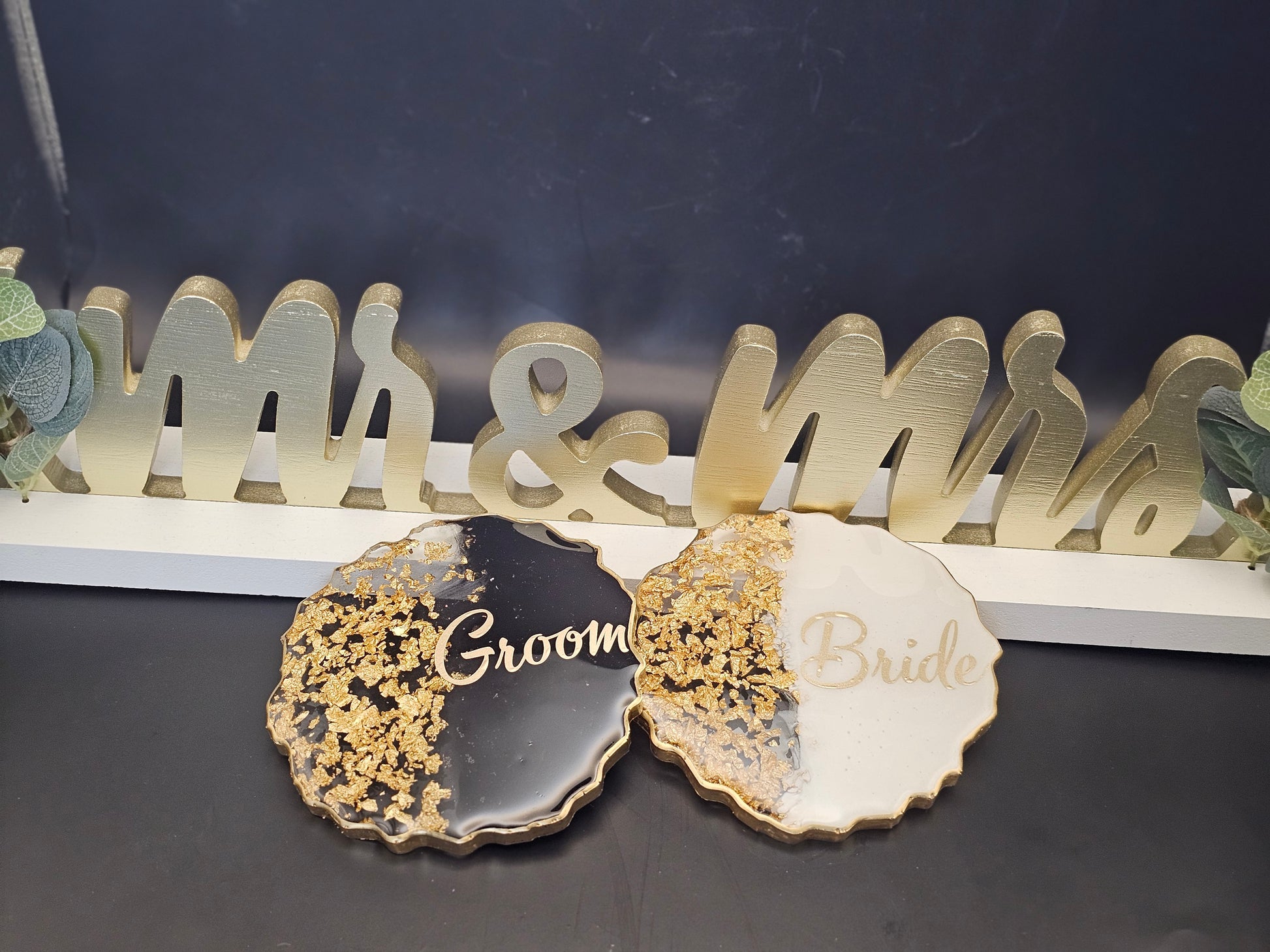 Bride👰🏼 & Groom🤵🏼‍♂️ Geode Coaster - 2 piece set