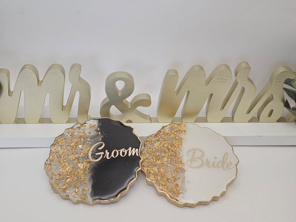 Bride👰🏼 & Groom🤵🏼‍♂️ Geode Coaster - 2 piece set