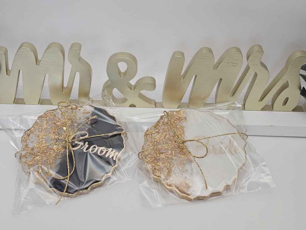 Bride👰🏼 & Groom🤵🏼‍♂️ Geode Coaster - 2 piece set