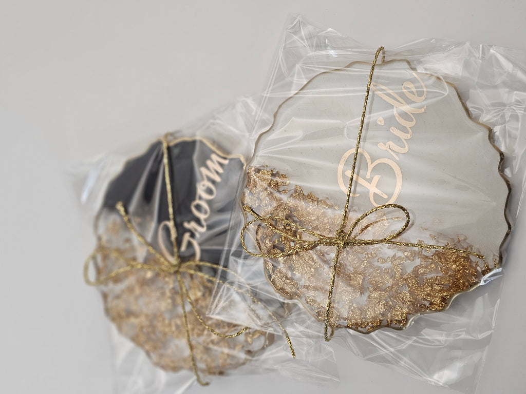 Bride👰🏼 & Groom🤵🏼‍♂️ Geode Coaster - 2 piece set