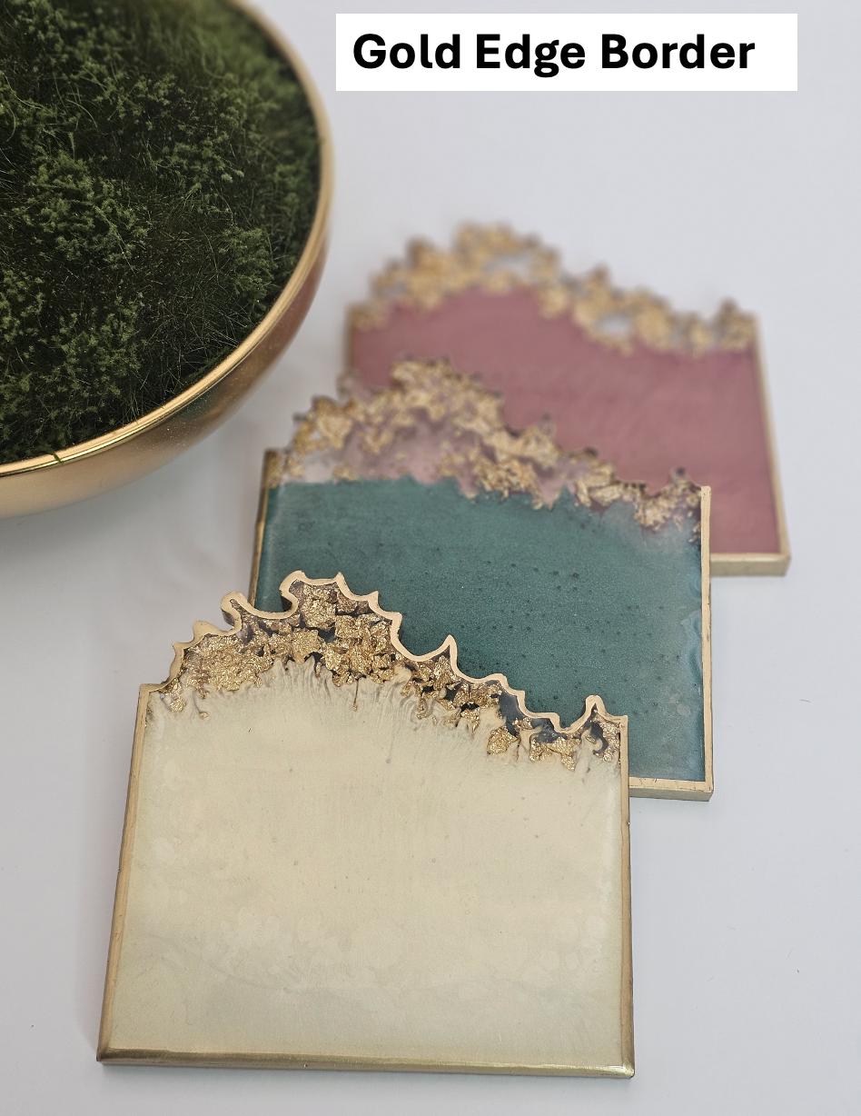 4 piece geode resin coaster