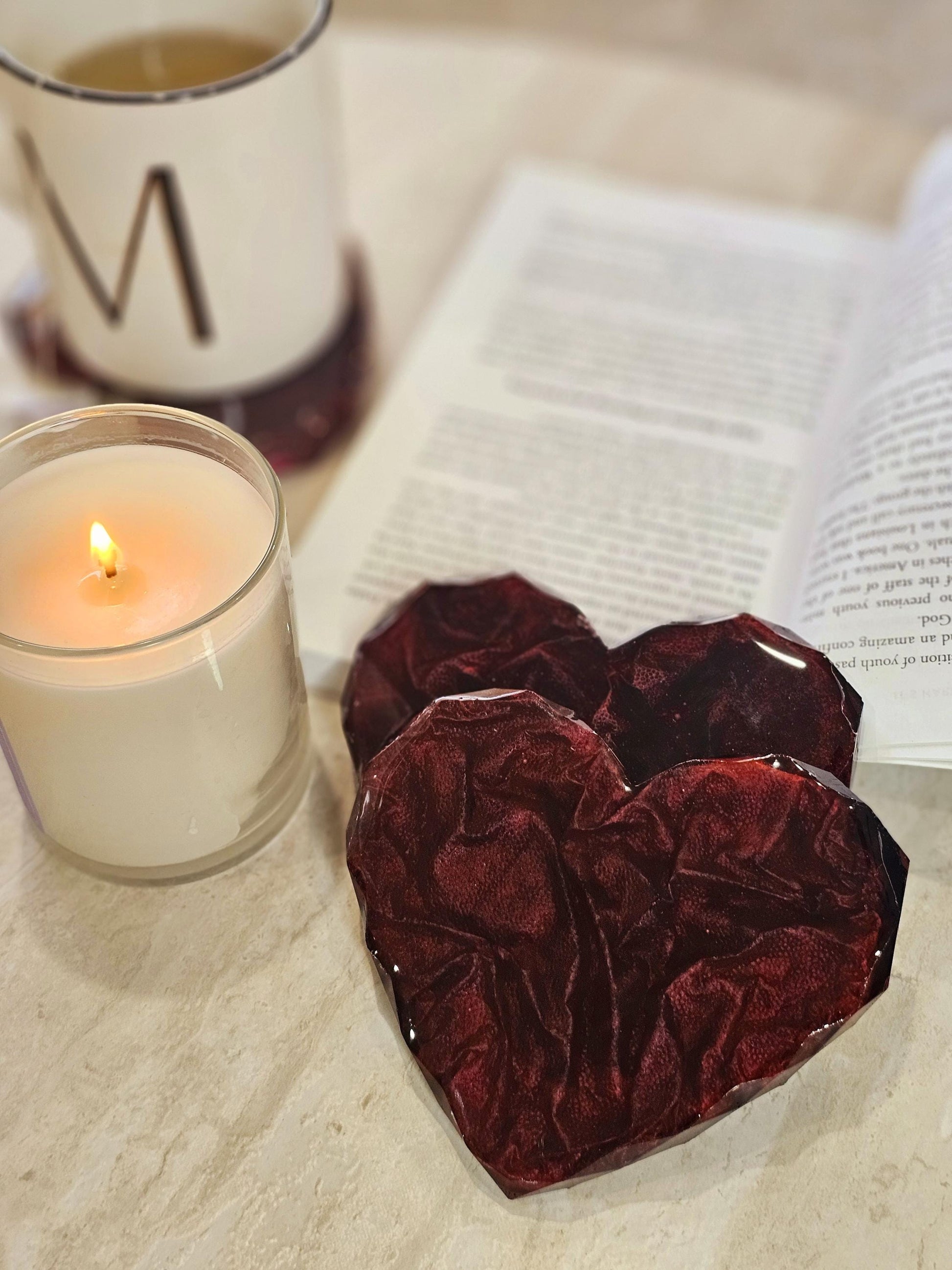 ❤️ Heart-Shaped Coasters with diamond shaped edges