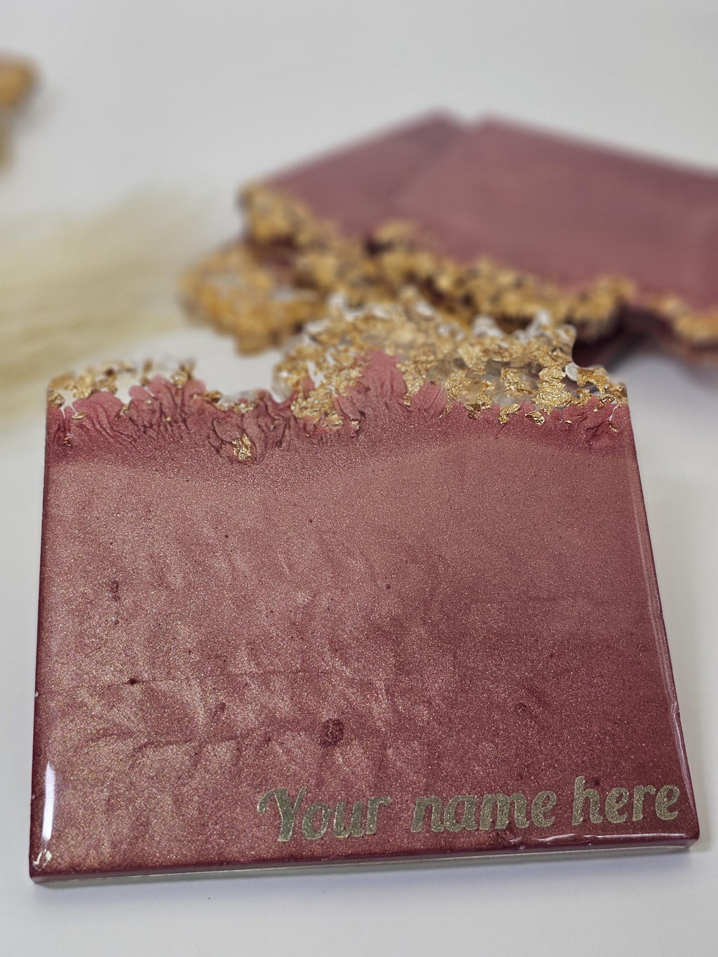 4 piece geode resin coaster