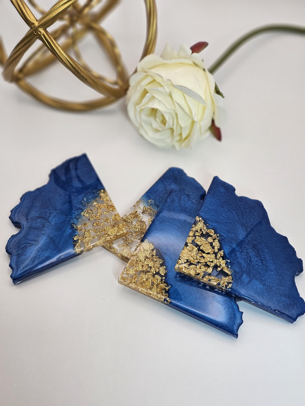 4 Piece - Triangle Geode Resin Coasters