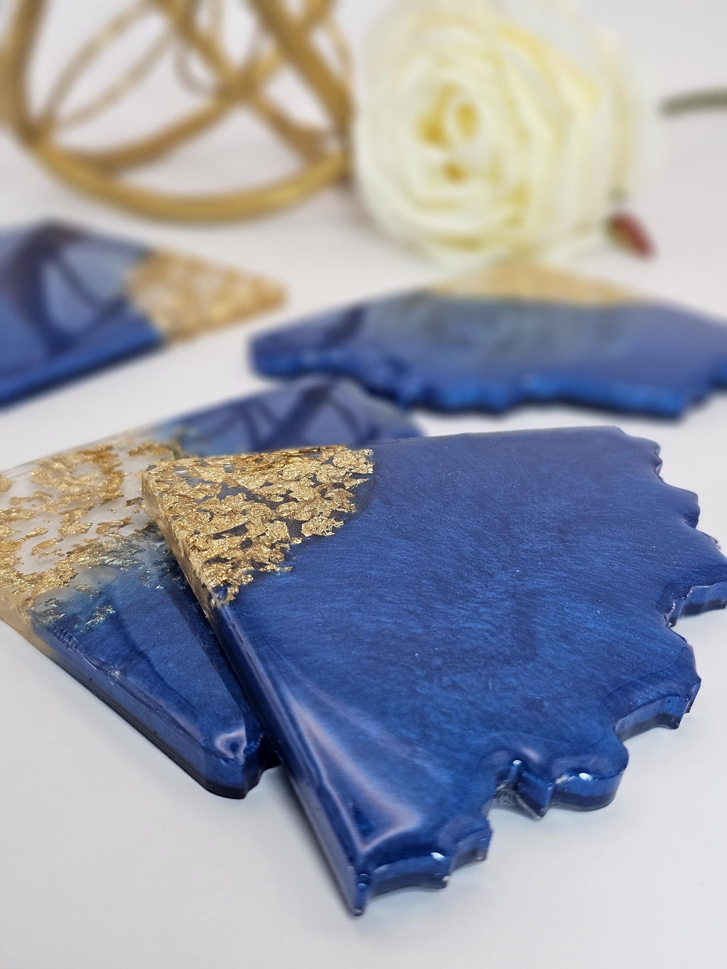 4 Piece - Triangle Geode Resin Coasters