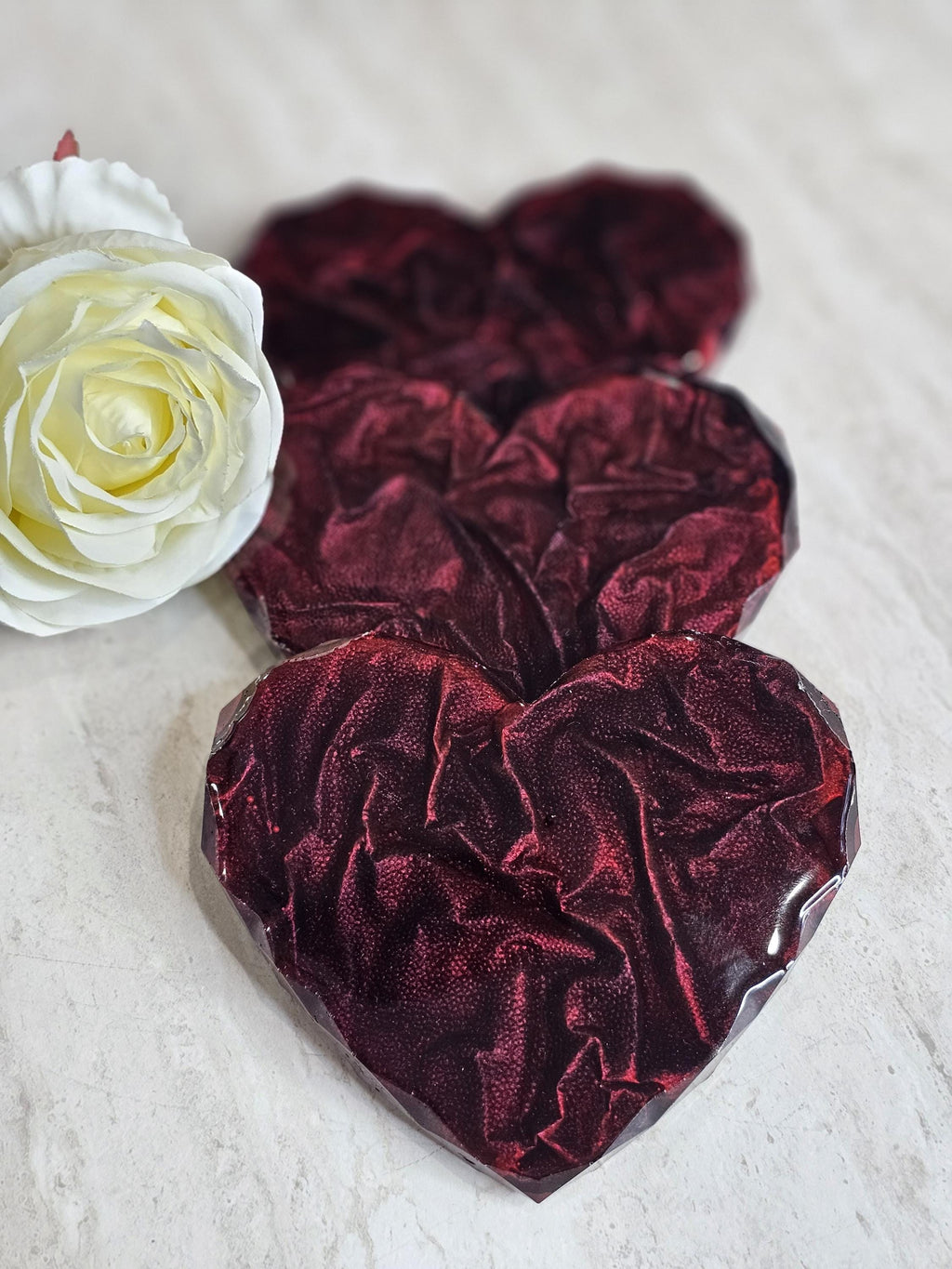 ❤️ Heart-Shaped Coasters with diamond shaped edges