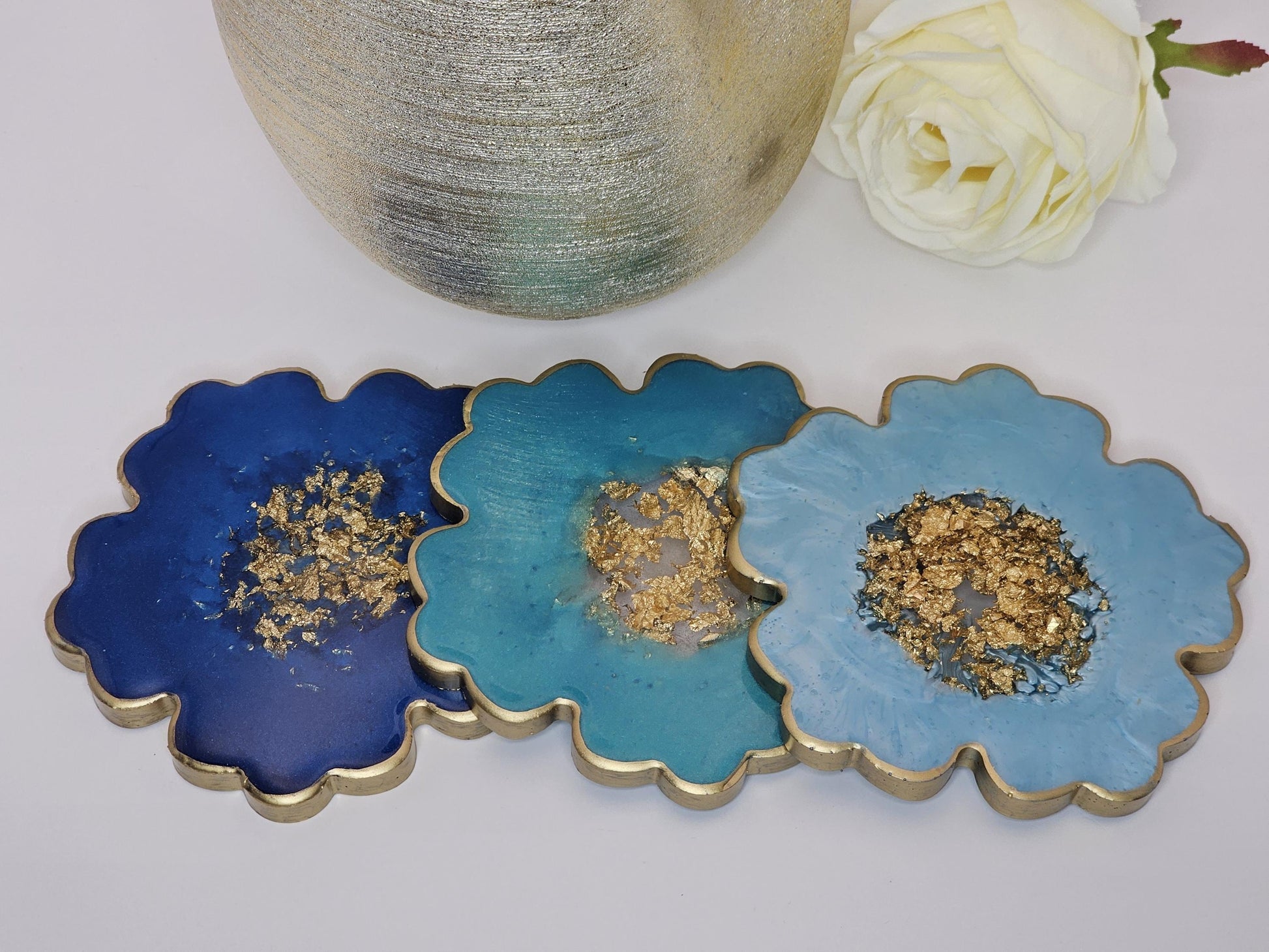 Ocean Embrace 🌊 Flower shaped Resin Coaster