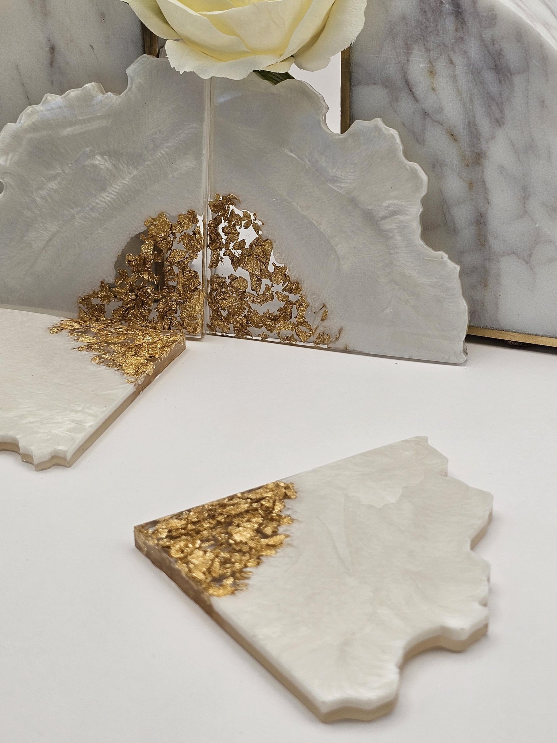 4 Piece - Triangle Geode Resin Coasters