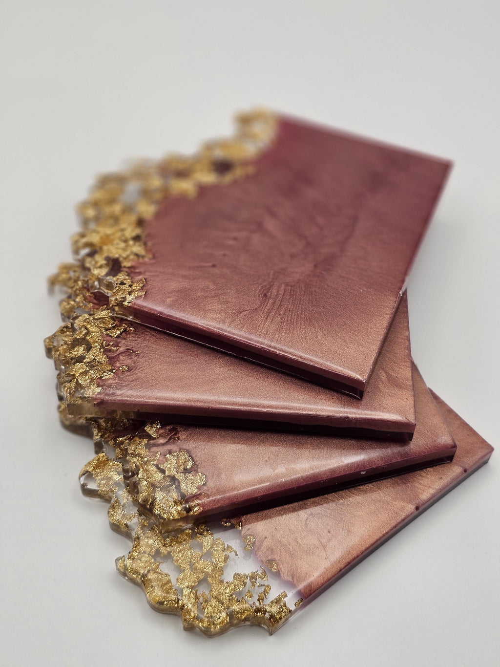 4 piece geode resin coaster