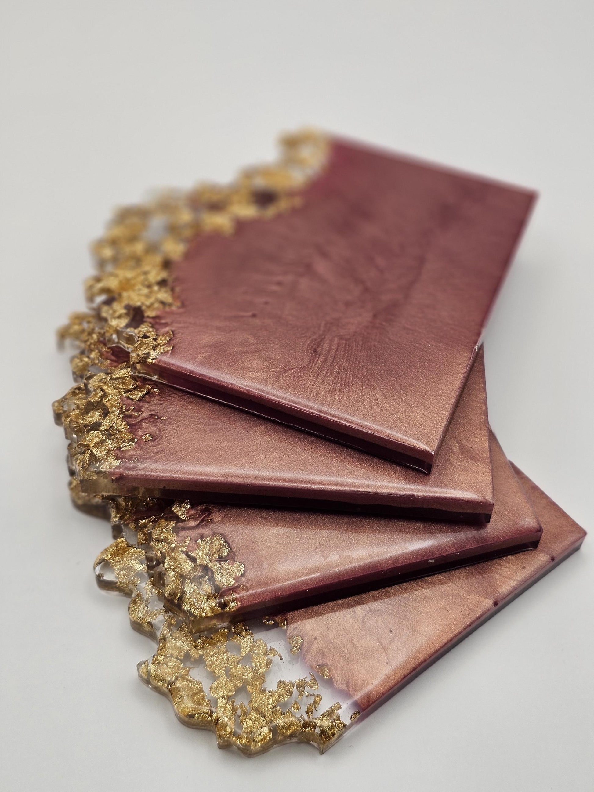 4 piece geode resin coaster