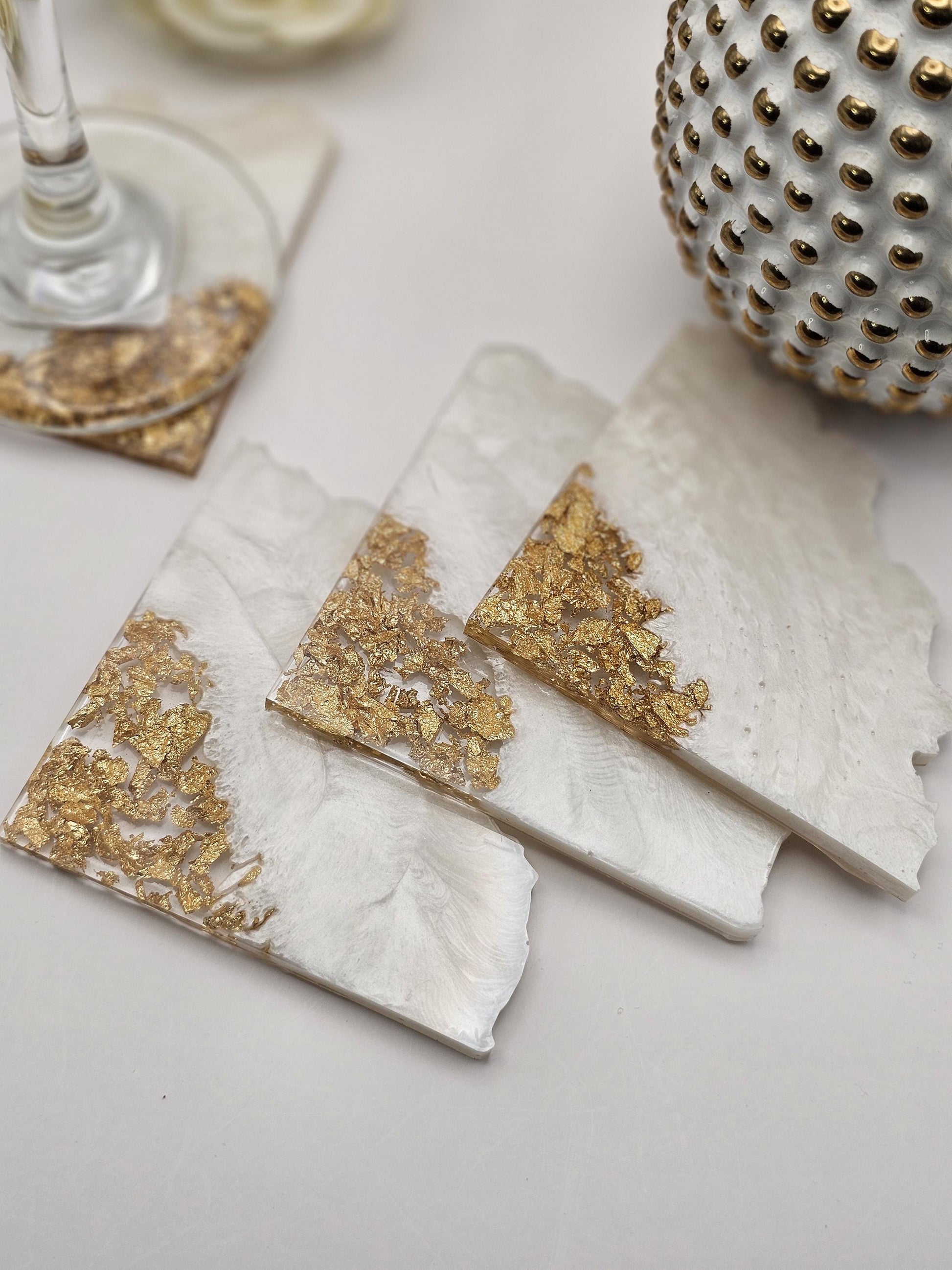 4 Piece - Triangle Geode Resin Coasters