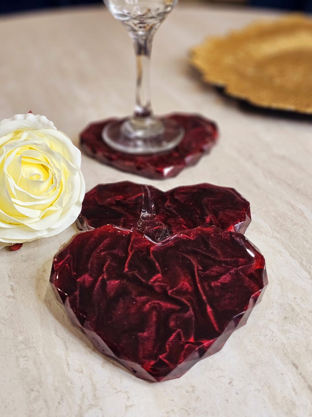 ❤️ Heart-Shaped Coasters with diamond shaped edges