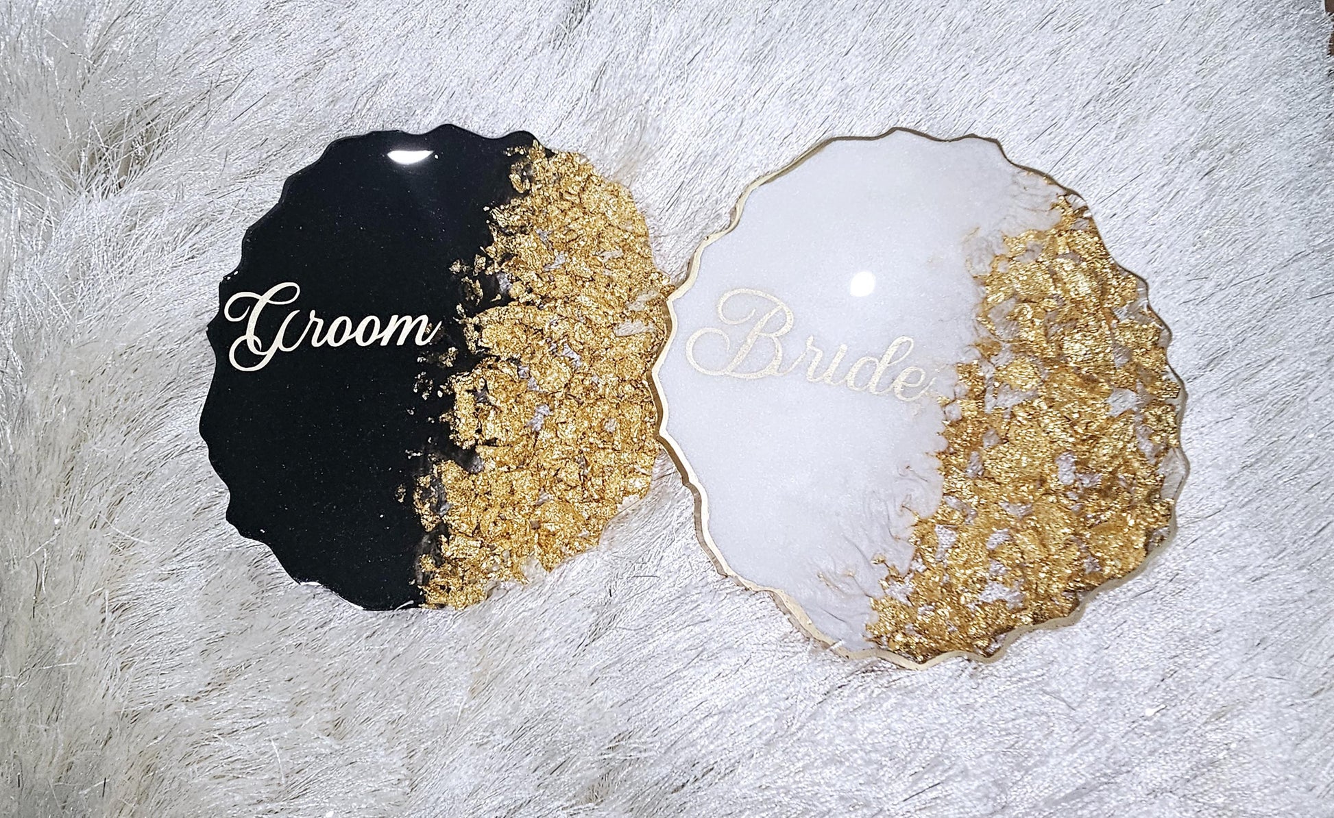 Bride👰🏼 & Groom🤵🏼‍♂️ Geode Coaster - 2 piece set