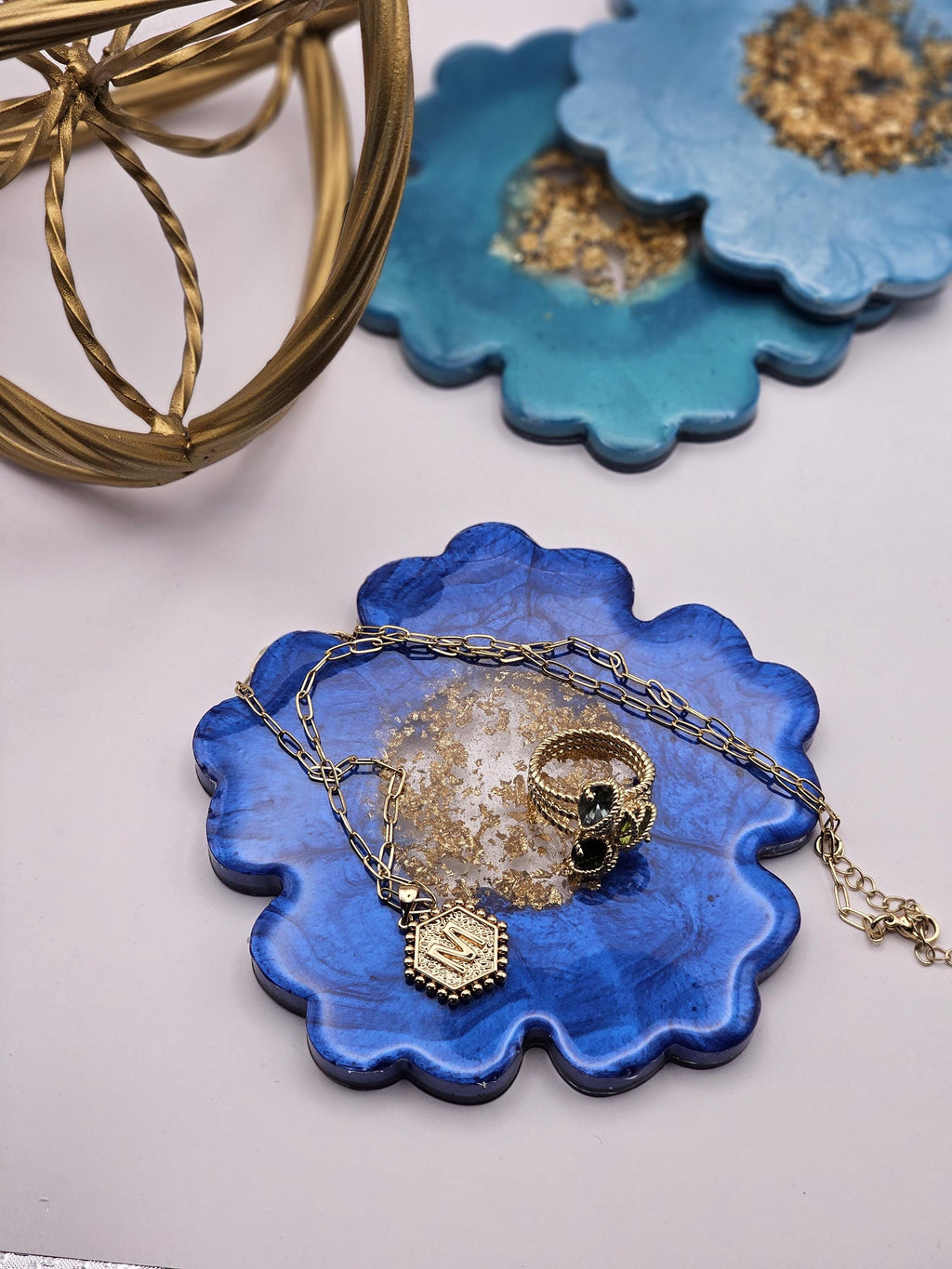 Ocean Embrace 🌊 Flower shaped Resin Coaster