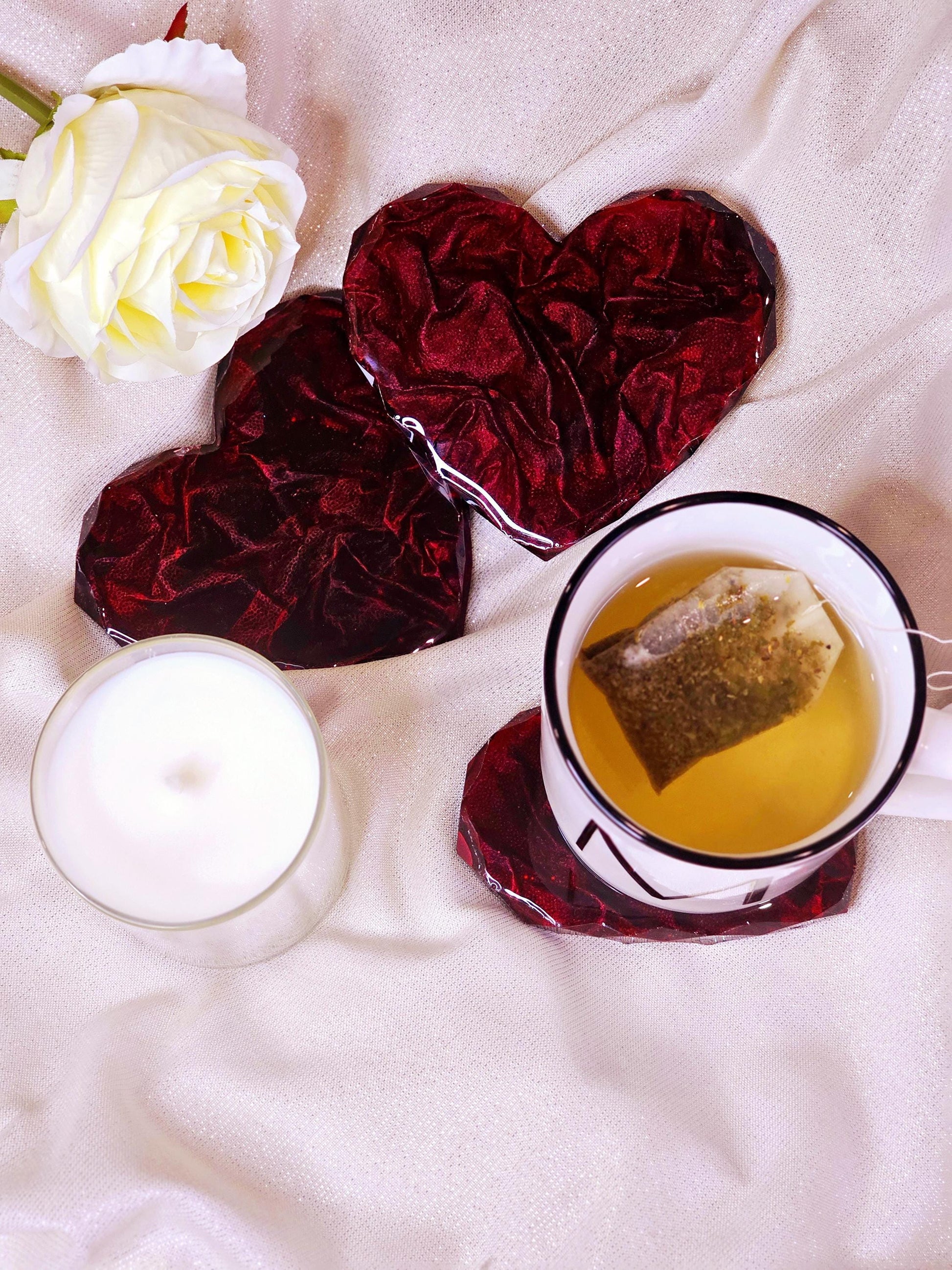 ❤️ Heart-Shaped Coasters with diamond shaped edges