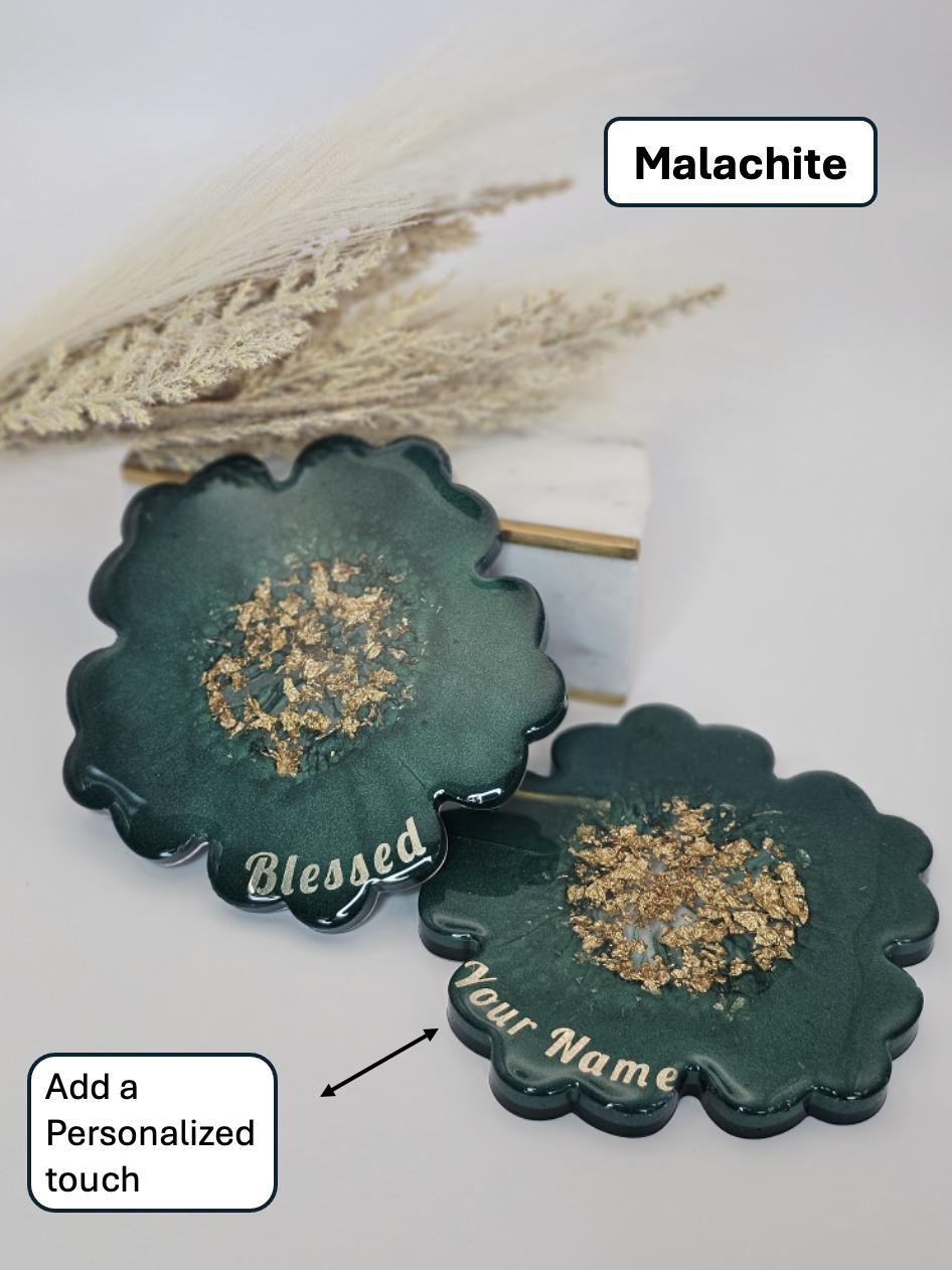 Emerald Glow Collection 🌸 Flower shaped resin coaster