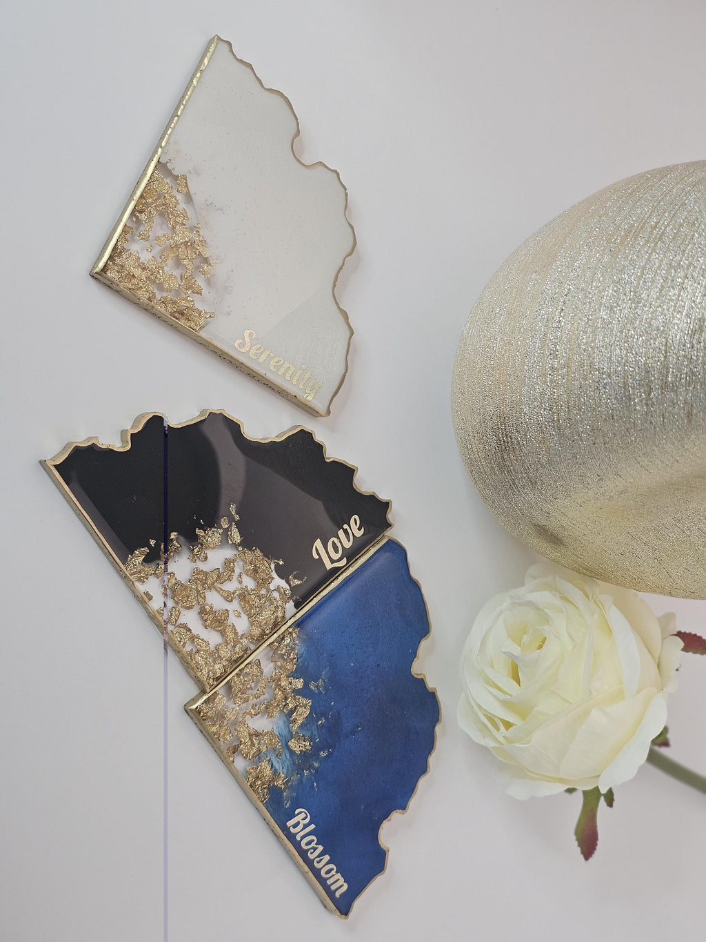 4 Piece - Triangle Geode Resin Coasters