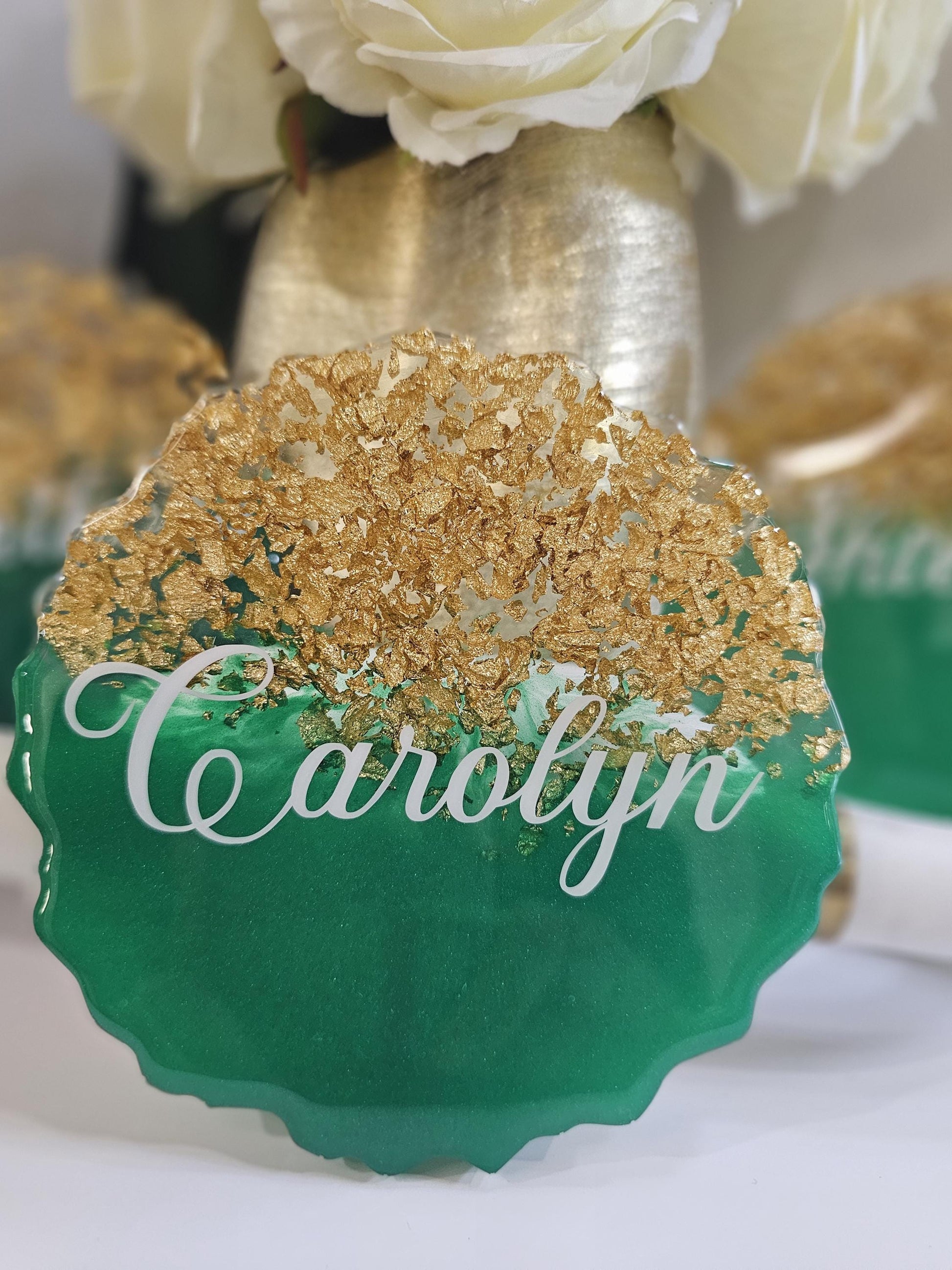 Geode shaped epoxy resin coasters