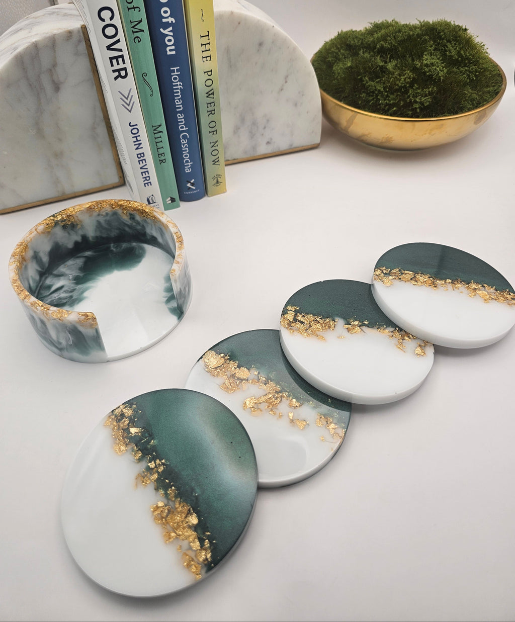 4 Piece Resin Coaster with Holder