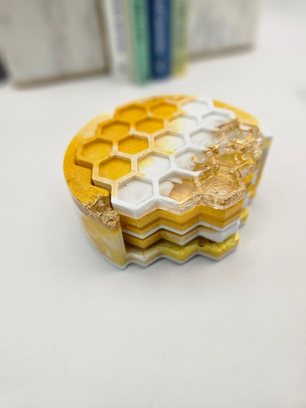 5-Piece Honeycomb Resin Coaster Set 🍯✨