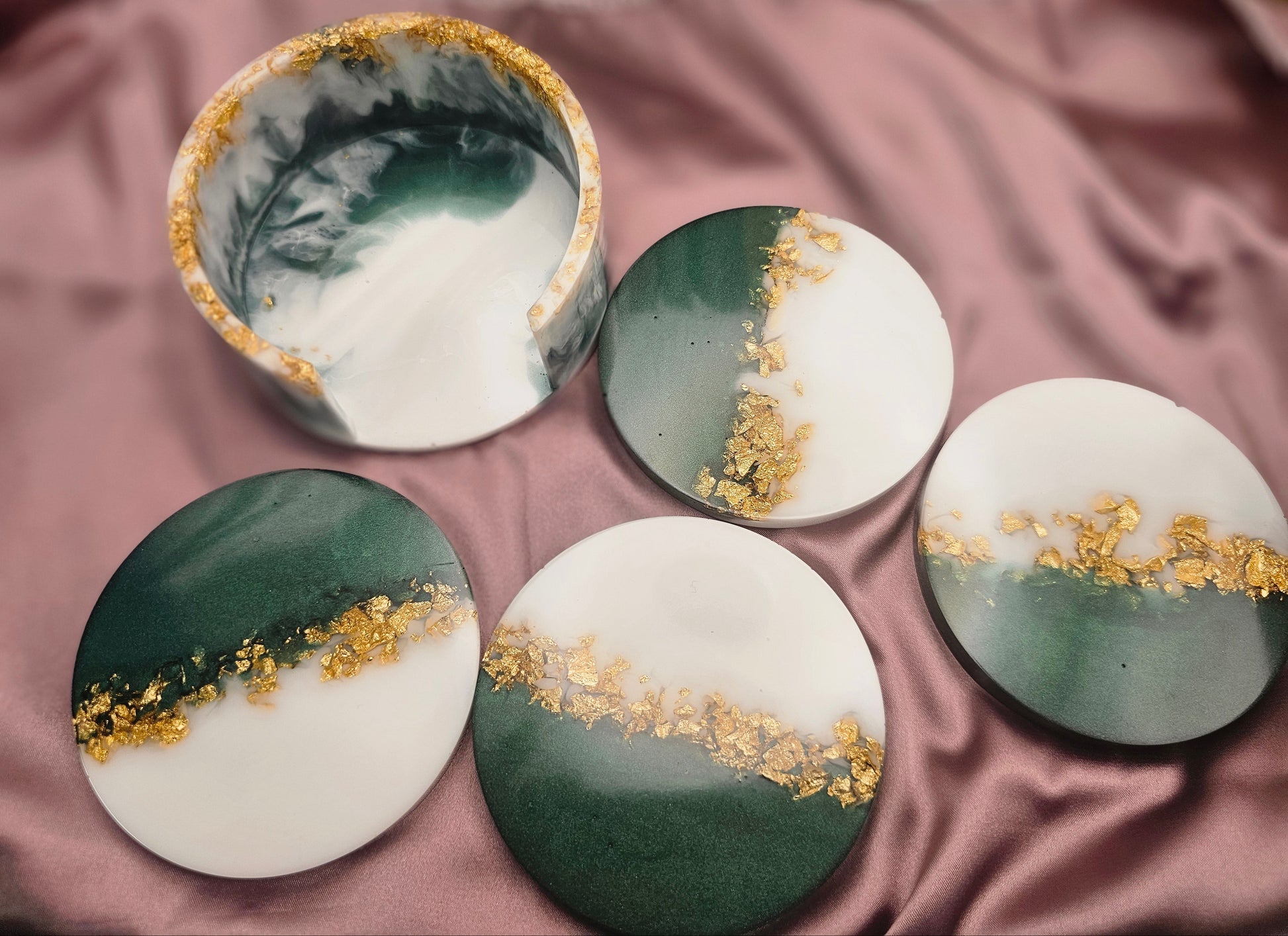 4 Piece Resin Coaster with Holder