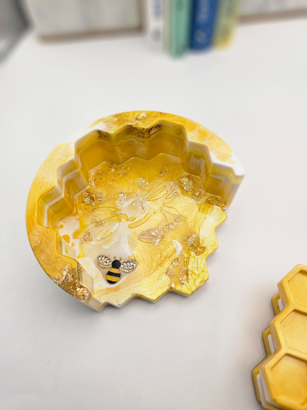 5-Piece Honeycomb Resin Coaster Set 🍯✨