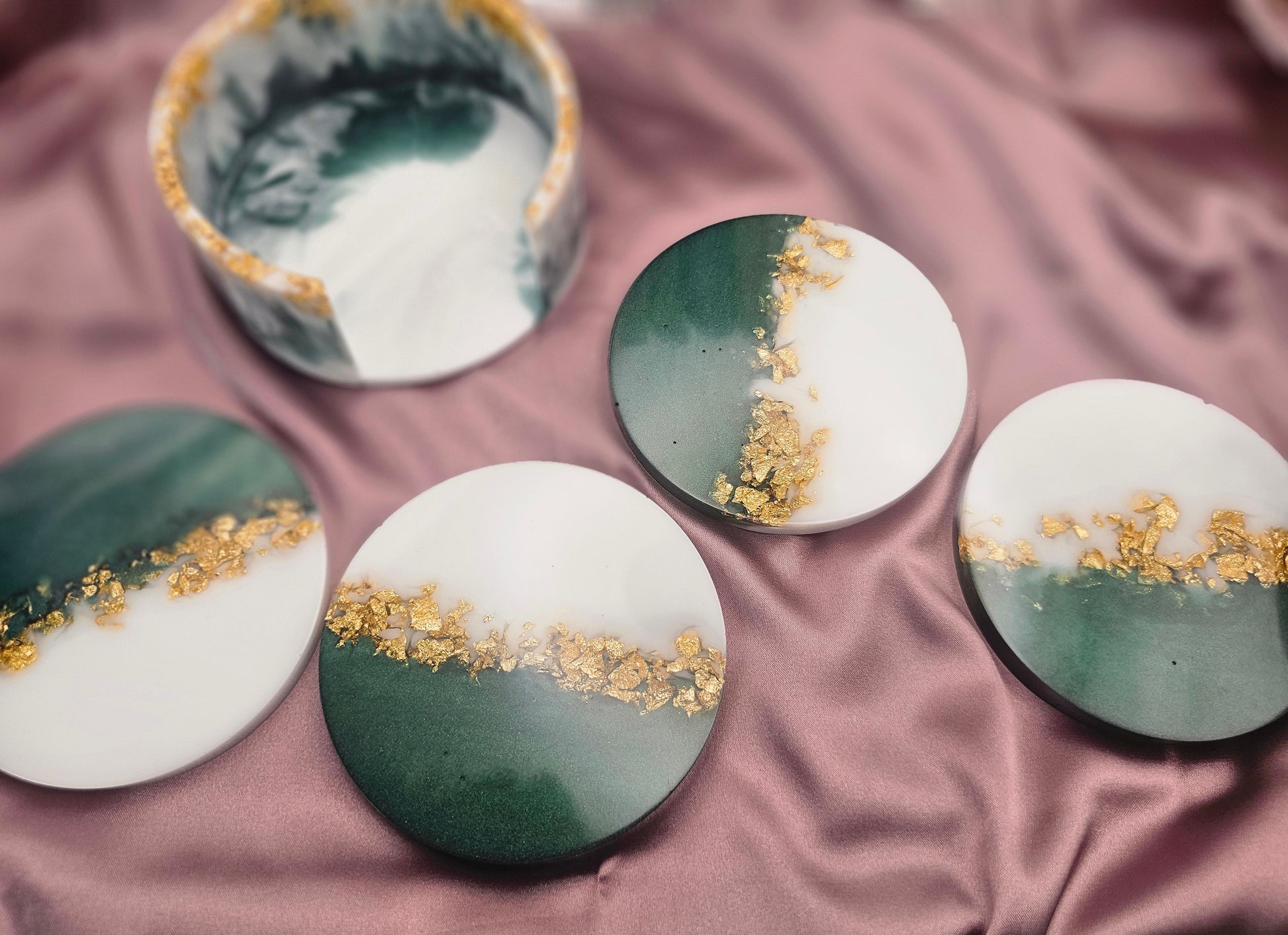 4 Piece Resin Coaster with Holder
