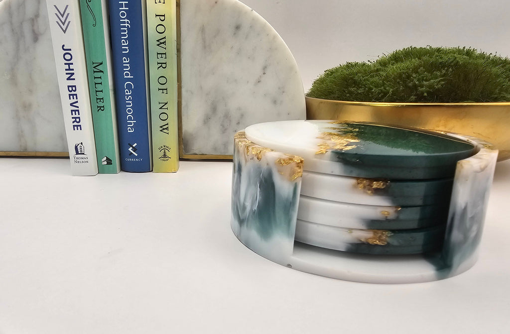4 Piece Resin Coaster with Holder
