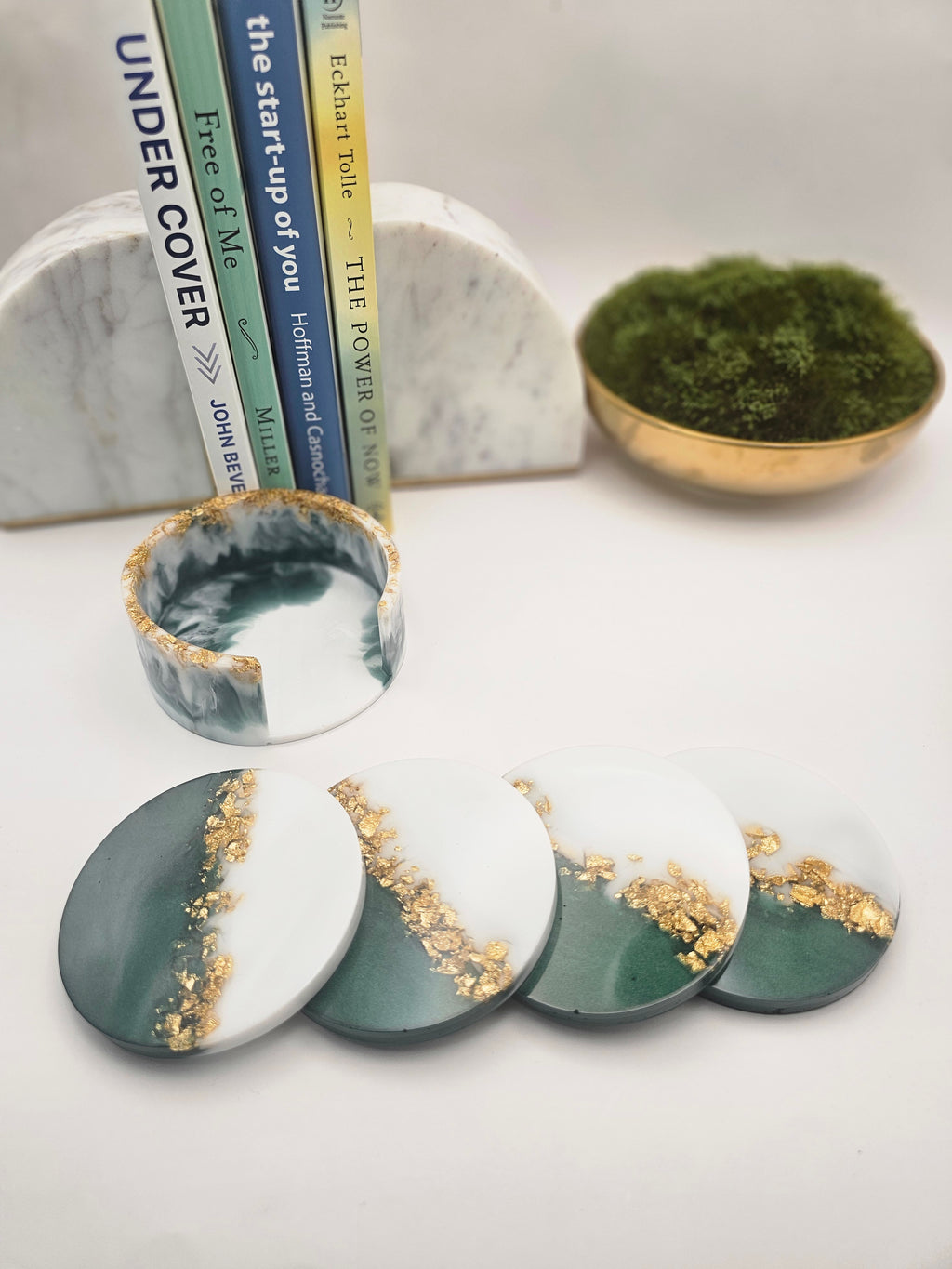 4 Piece Resin Coaster with Holder