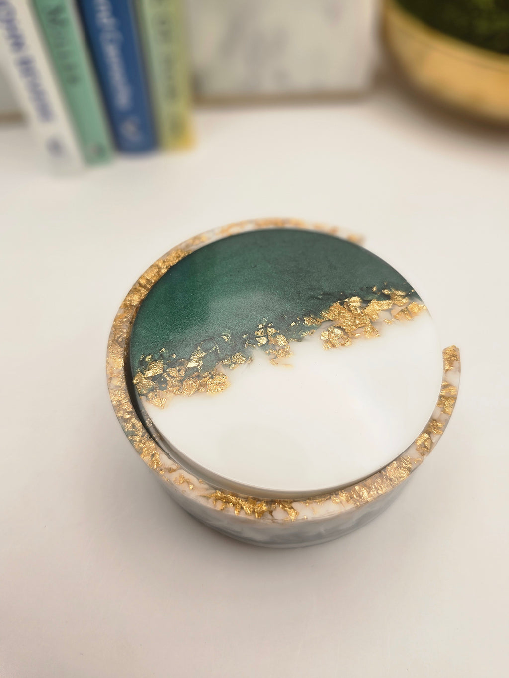 4 Piece Resin Coaster with Holder