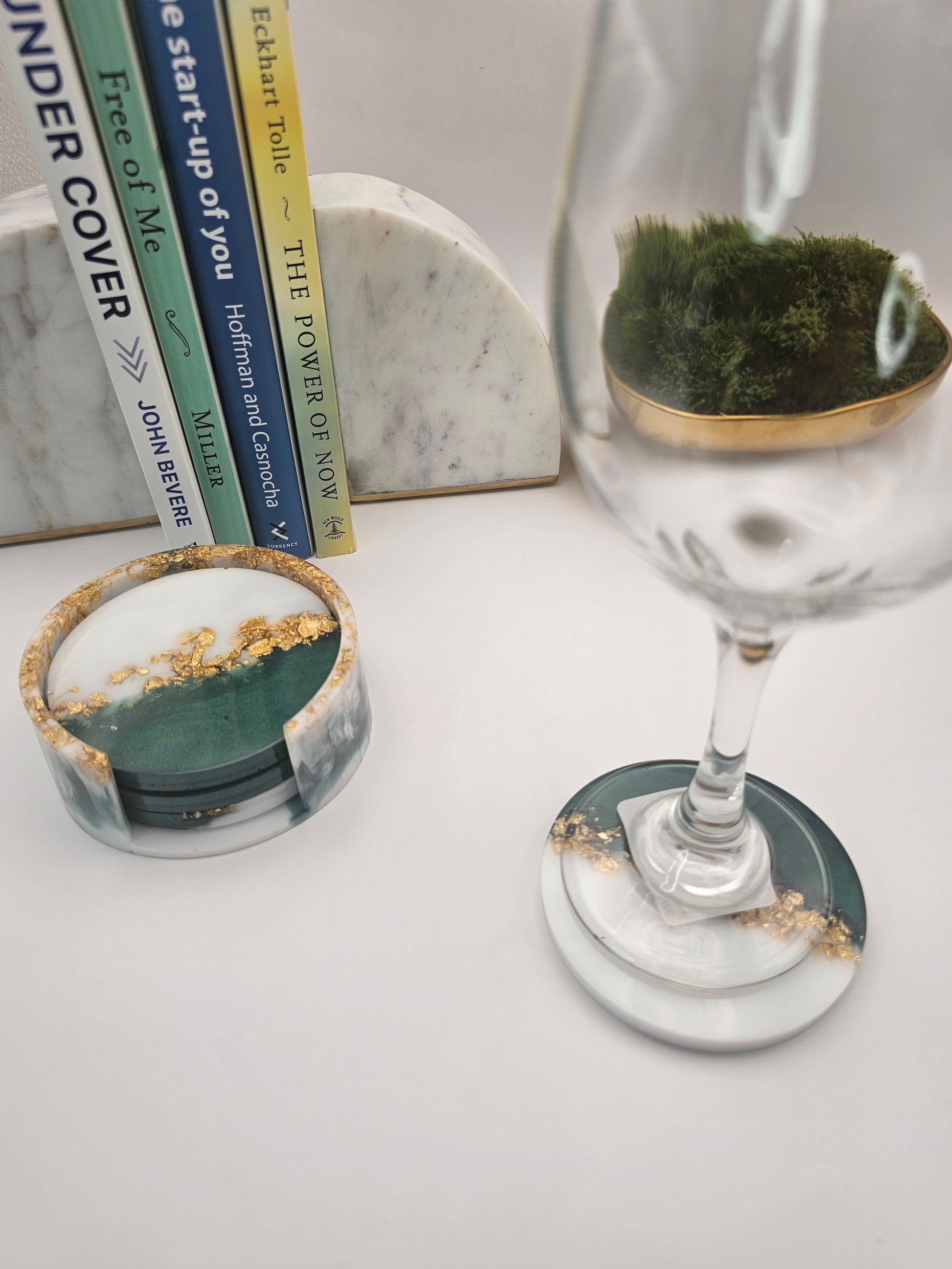 4 Piece Resin Coaster with Holder