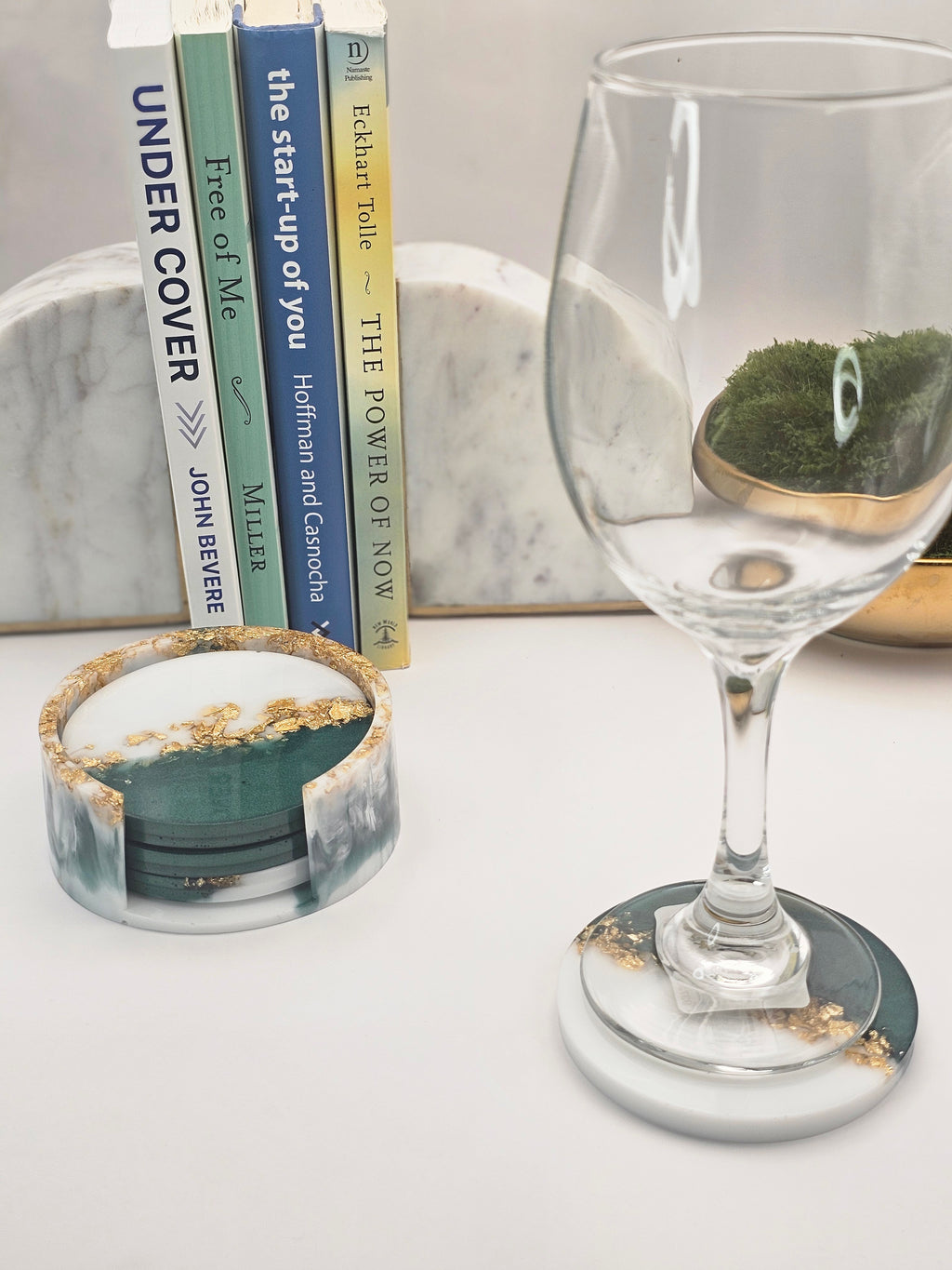 4 Piece Resin Coaster with Holder