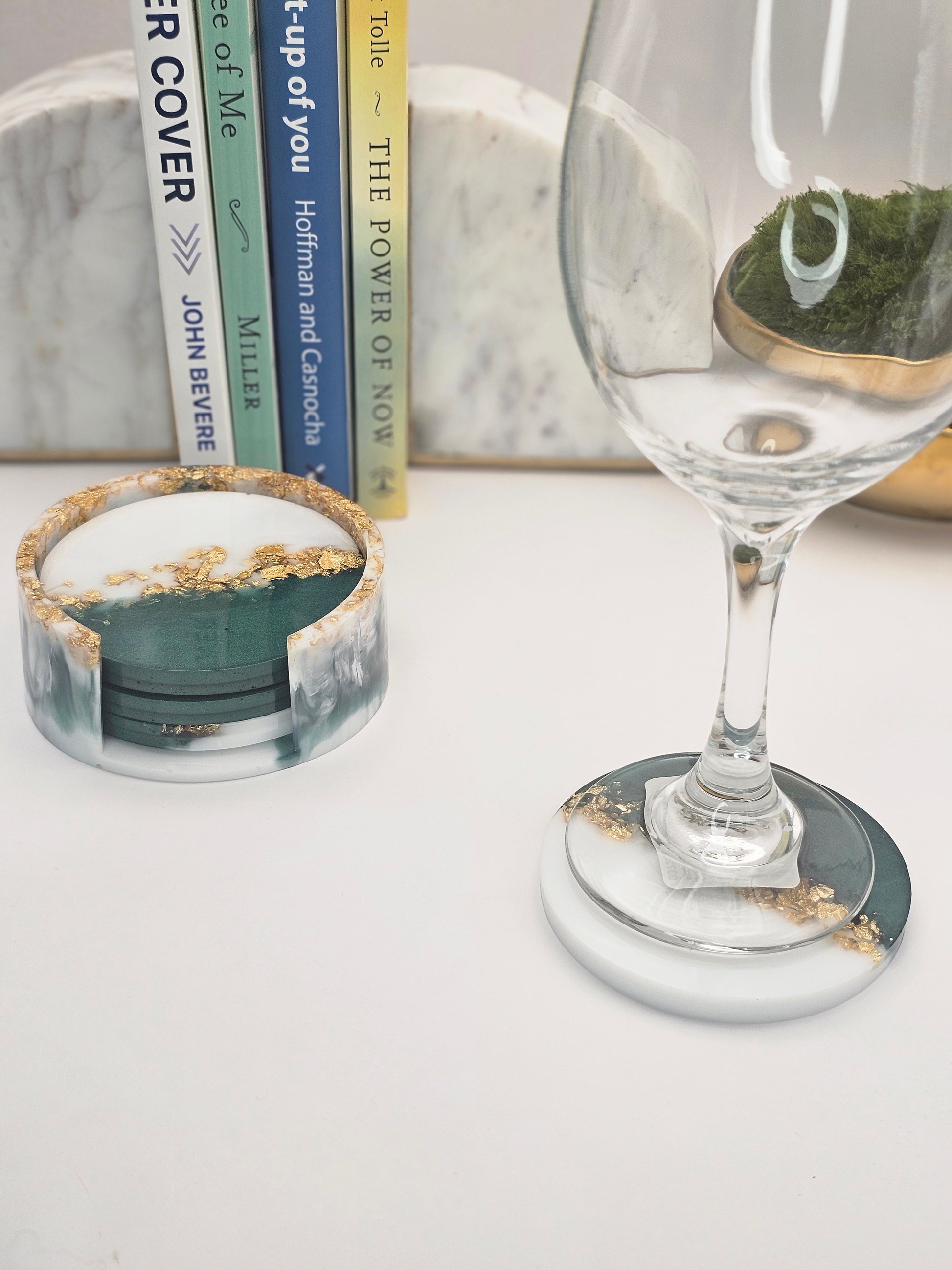 4 Piece Resin Coaster with Holder