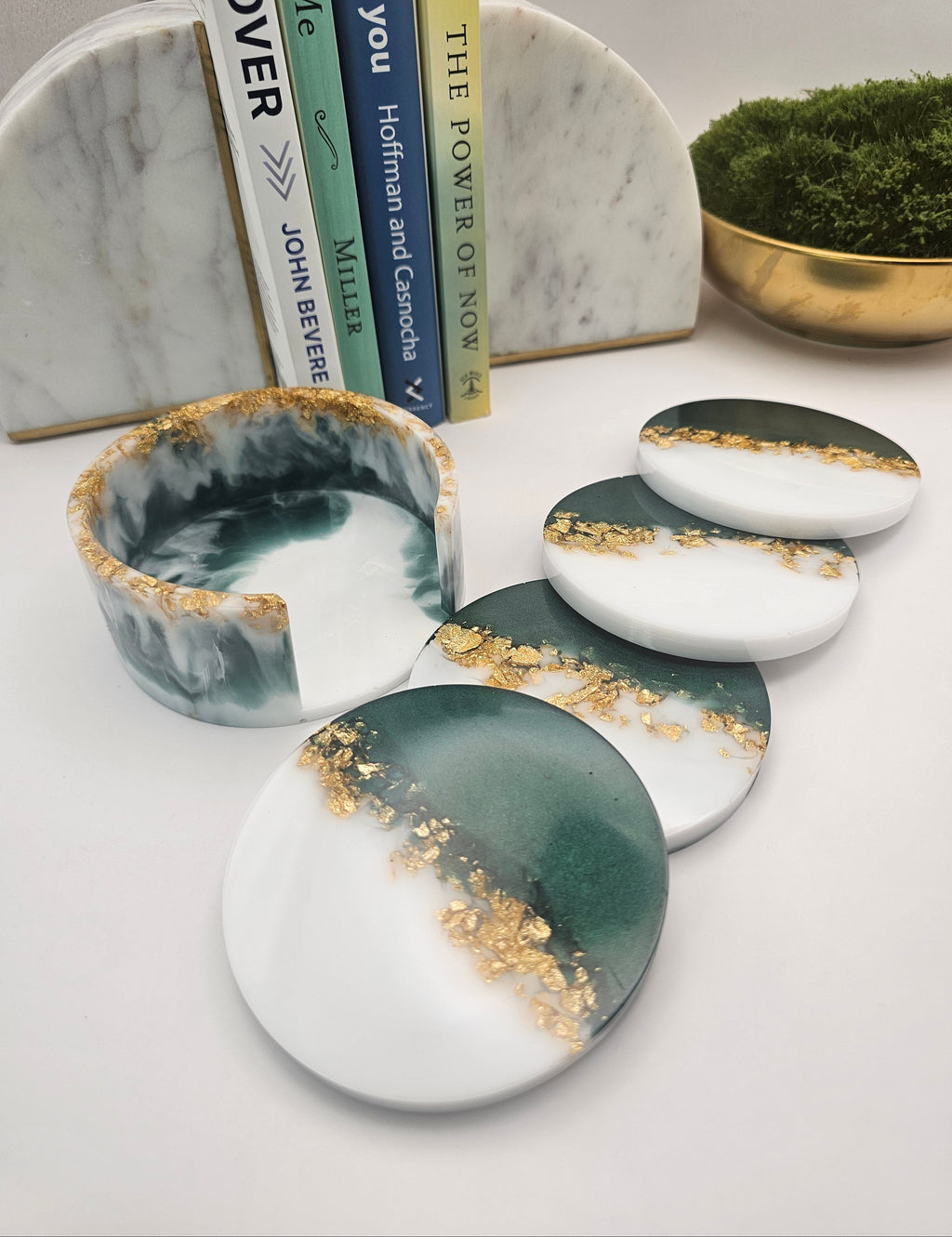 4 Piece Resin Coaster with Holder